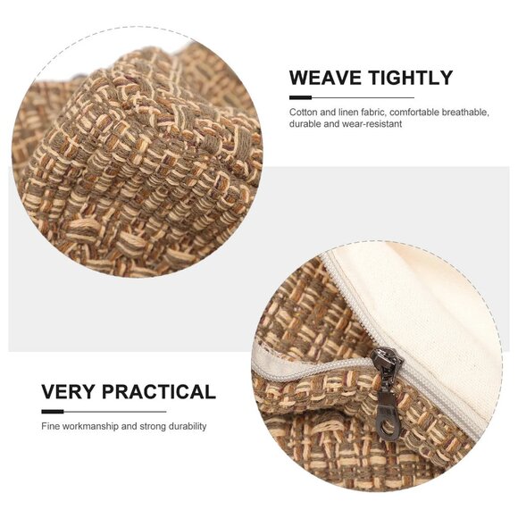 LongYTong Handwoven Pouf Ottoman Cover | Square Braided Foot Stool | Unstuffed - Picture 3 of 5